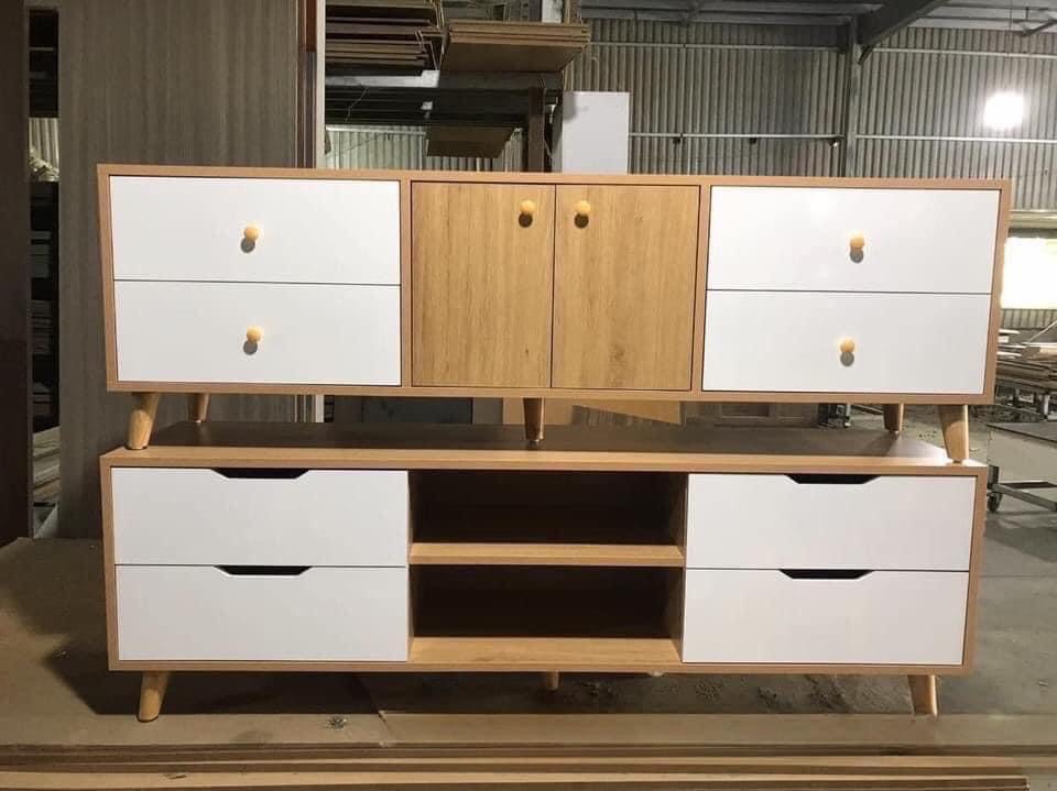 kệ tivi phòng khách dài 1,8m và 2m giá rẻ gỗ công nghiệp